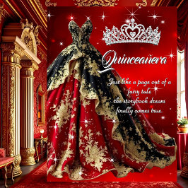 Invitación Fiesta de cumpleaños Quinceanera Vestido negro de 