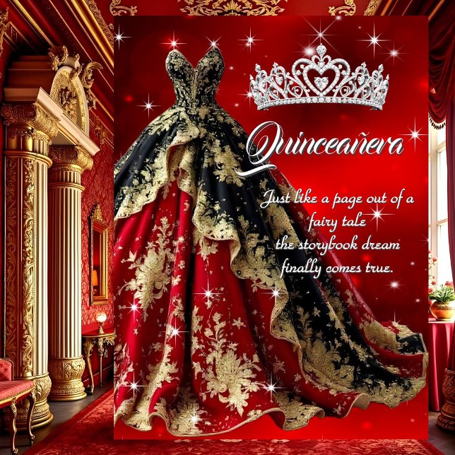 Invitación Fiesta de cumpleaños Quinceanera Vestido negro de  (Subido por el creador)