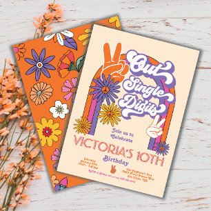 Invitación Fiesta de cumpleaños Rainbow de un solo dígito de