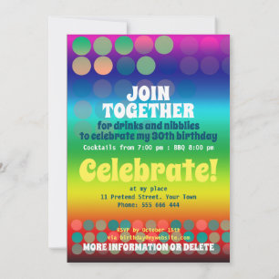 Invitación Fiesta de cumpleaños Rainbow Groovy