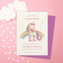 Invitación Fiesta de cumpleaños Rainbow Unicorn de color acuá