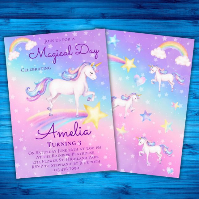 Invitación Fiesta de cumpleaños Rainbow Unicorn de Unicornio (Subido por el creador)
