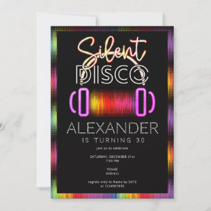 Invitación Fiesta de Cumpleaños Rave Discoteca Silenciosa de