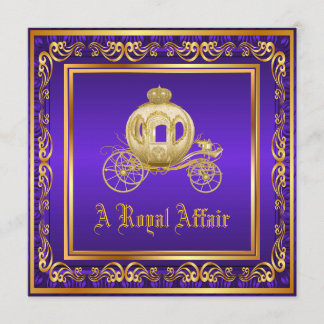 Invitación Fiesta de Cumpleaños Real de Oro Púrpura Fiesta Co