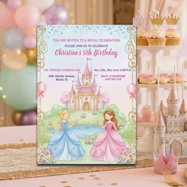 Invitación Fiesta de cumpleaños real del castillo de la princ (Subido por el creador)