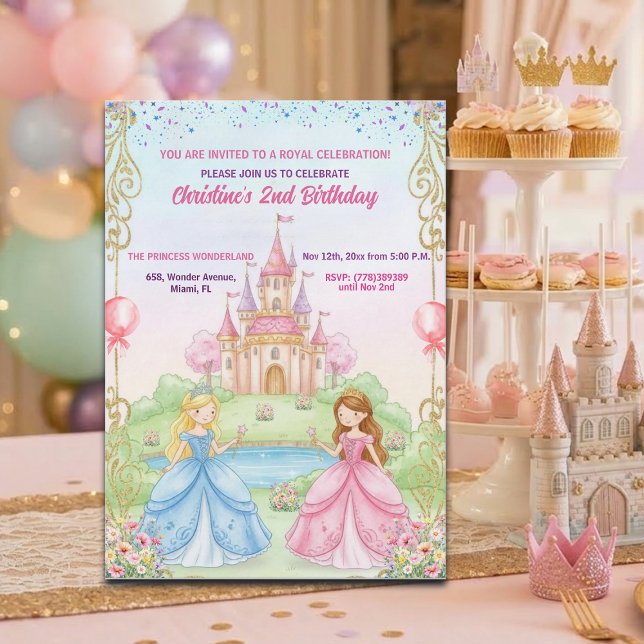 Invitación Fiesta de cumpleaños real del castillo de princesa (Subido por el creador)