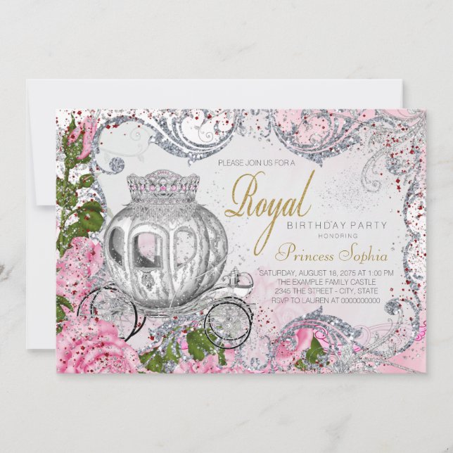 Invitación Fiesta de Cumpleaños Real Princesa (Anverso)