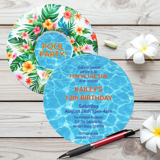 Invitación Fiesta de cumpleaños redonda con flotadores para p (Subido por el creador)