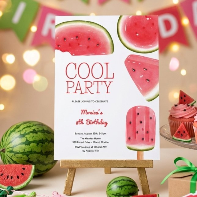 Invitación Fiesta de cumpleaños refrescante de sandía (Subido por el creador)