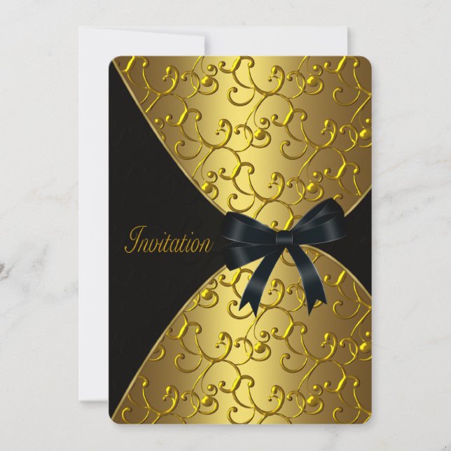 Invitación Fiesta de Cumpleaños Remolino Dorado (Anverso)