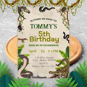 Invitación Fiesta de Cumpleaños Reptil para Niños - Reptile I