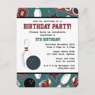 Invitación Fiesta de cumpleaños retra de los bolos