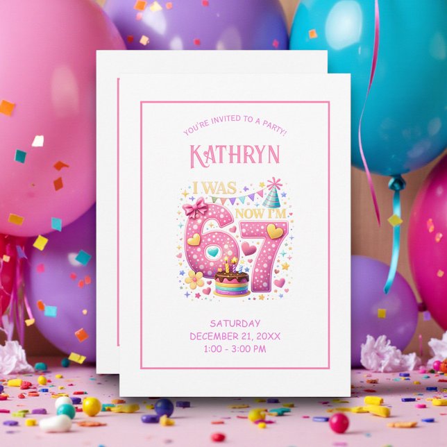 Invitación Fiesta de Cumpleaños Retro 67 Rosa y Morado (Subido por el creador)