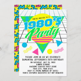 Invitación Fiesta de cumpleaños Retro 80 de la geométrica col