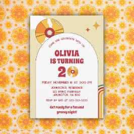 Invitación Fiesta de Cumpleaños Retro Años 60 para Adultos Gr