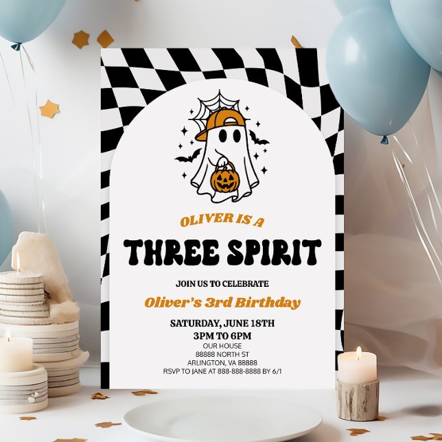 Invitación Fiesta de cumpleaños retro de Halloween de Three S (Subido por el creador)