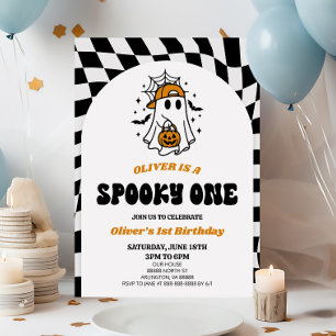 Invitación Fiesta de cumpleaños retro de Halloween Spooky One