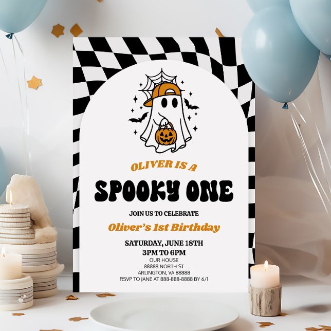 Invitación Fiesta de cumpleaños retro de Halloween Spooky One (Subido por el creador)