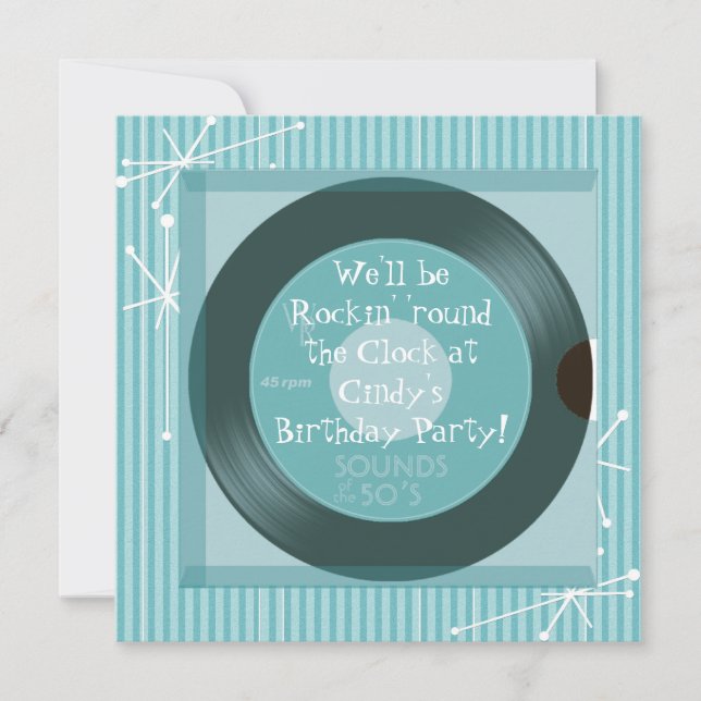 Invitación Fiesta de cumpleaños retro de los 50 (Anverso)