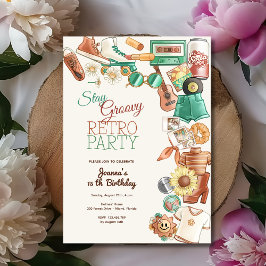 Invitación Fiesta de cumpleaños retro de Stay groovy
