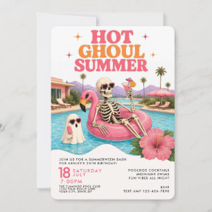 Invitación Fiesta de Cumpleaños Retro de Verano de Summerween