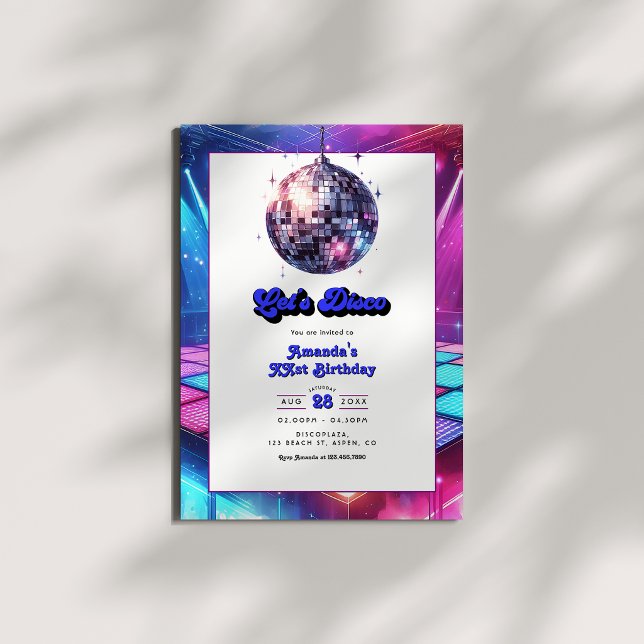 Invitación Fiesta de Cumpleaños Retro Disco (Let’s Disco Retro Birthday Party Invitation)