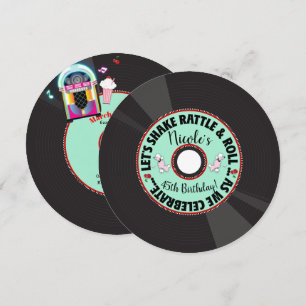 Invitación Fiesta de Cumpleaños Retro Disco 1950'S 50'S Cincu