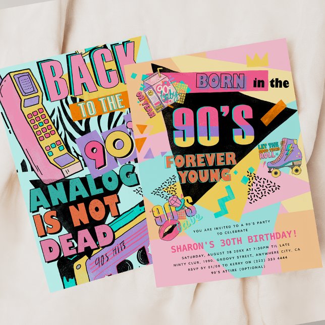 Invitación Fiesta de Cumpleaños Retro Funky de los 90's (Subido por el creador)