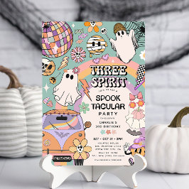 Invitación Fiesta de cumpleaños Retro Halloween Tres Espíritu