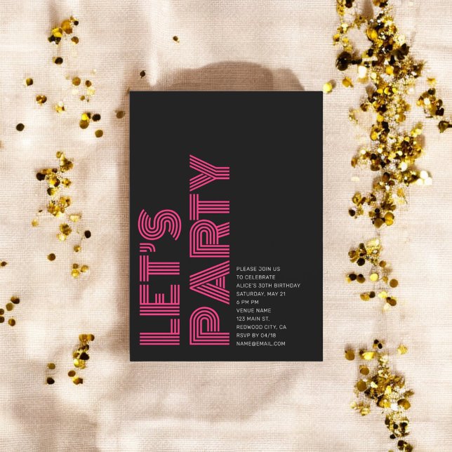 Invitación Fiesta de cumpleaños retro negrita Black Pink (Subido por el creador)