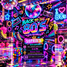 Fiesta de Cumpleaños Retro Neon Disco 80