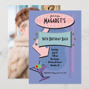 Invitación Fiesta de cumpleaños retro para cualquier edad, ag