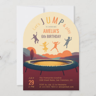 Invitación Fiesta de Cumpleaños Retro para Niños con Salto en