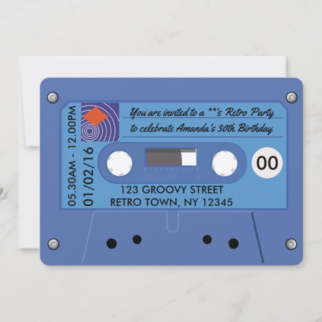 Invitación Fiesta de cumpleaños retro personalizada (Anverso)