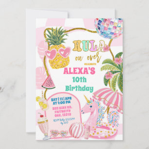 Invitación fiesta de cumpleaños Retro preppy Pineapple Hula o