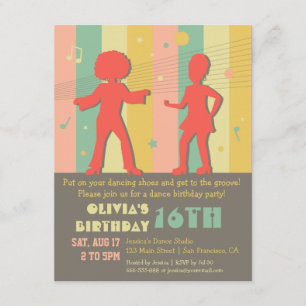 Invitación Fiesta de cumpleaños Retro Teen Disco Dance de los