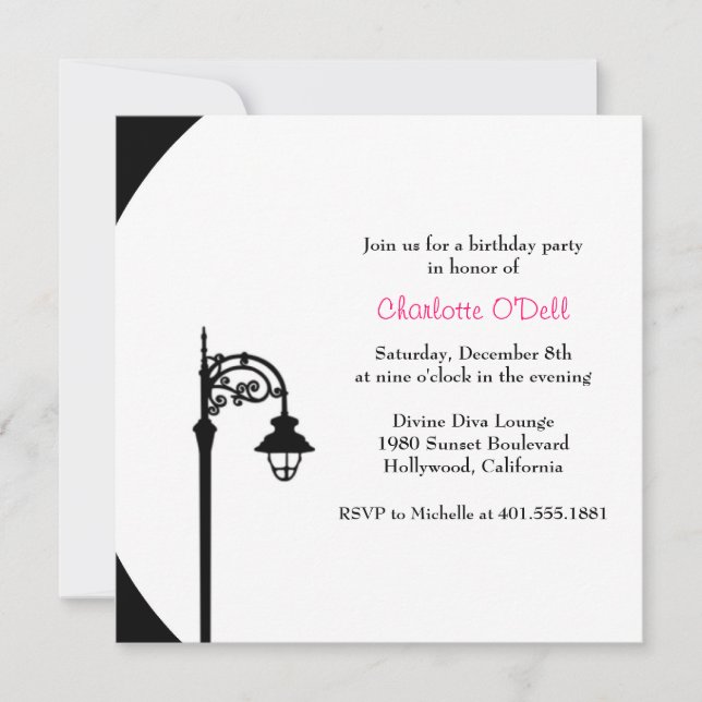 Invitación fiesta de cumpleaños retro/vintage (Anverso)