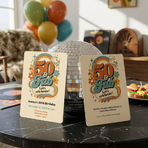 Invitación Fiesta de cumpleaños Retro Vintage 50 y Fab 50