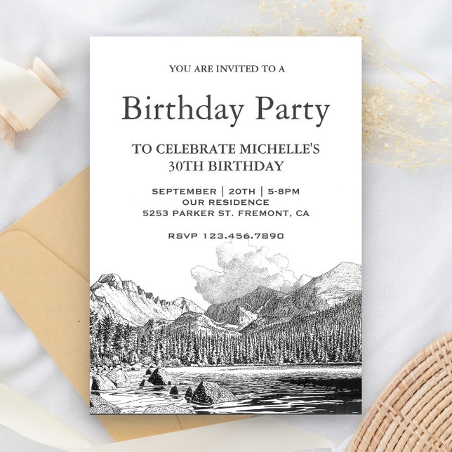 Invitación Fiesta de cumpleaños Rocky Mountain Sketch (Subido por el creador)