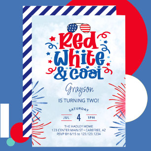 Invitación Fiesta de Cumpleaños Roja Blanca y Genial