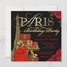 Invitación Fiesta de Cumpleaños Roja de París