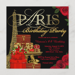 Invitación Fiesta de cumpleaños roja de París