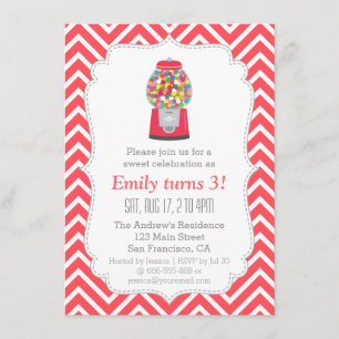 Invitación Fiesta de cumpleaños roja del caramelo de la