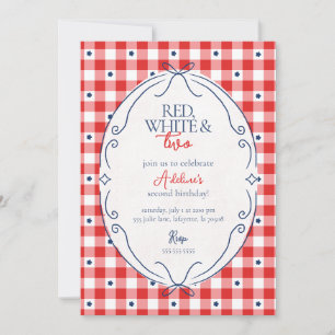 Invitación Fiesta de cumpleaños rojo blanco y dos segundo