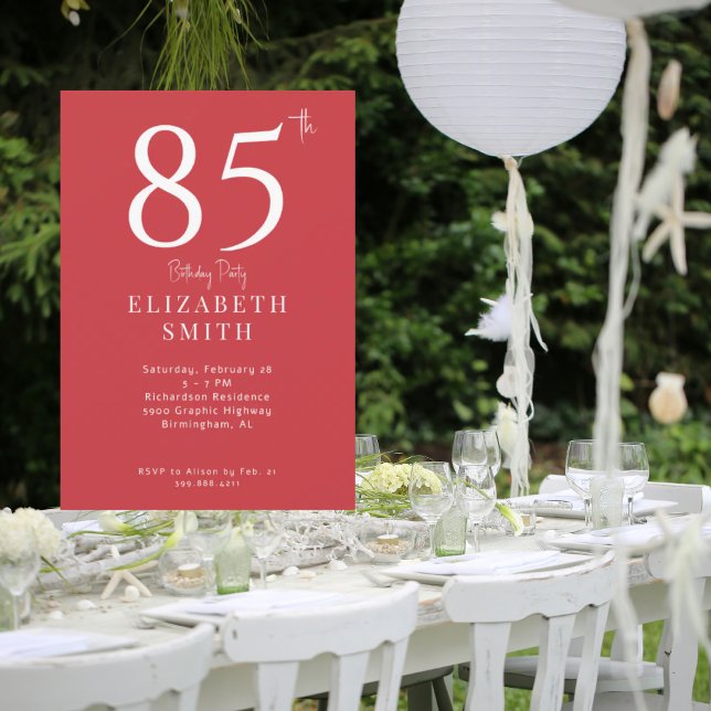 Invitación Fiesta de cumpleaños rojo simple (Subido por el creador)