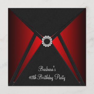 Invitación Fiesta de Cumpleaños Rojo y Negro