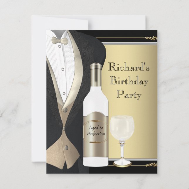 Invitación Fiesta de Cumpleaños Rojo y Negro Madurado a la Pe (Anverso)