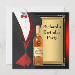Invitación Fiesta de Cumpleaños Rojo y Negro Madurado a la Pe
