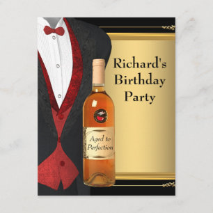 Invitación Fiesta de Cumpleaños Rojo y Negro Madurado a la Pe