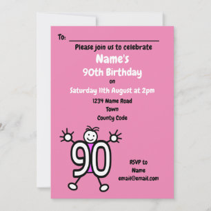 Invitación Fiesta de Cumpleaños Rosa 90